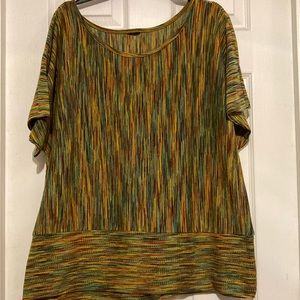 Multicolor Striped Dolman Sleeves Sweater